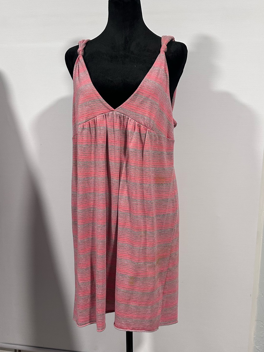 Poof! Pink Striped V-Neck Sundress